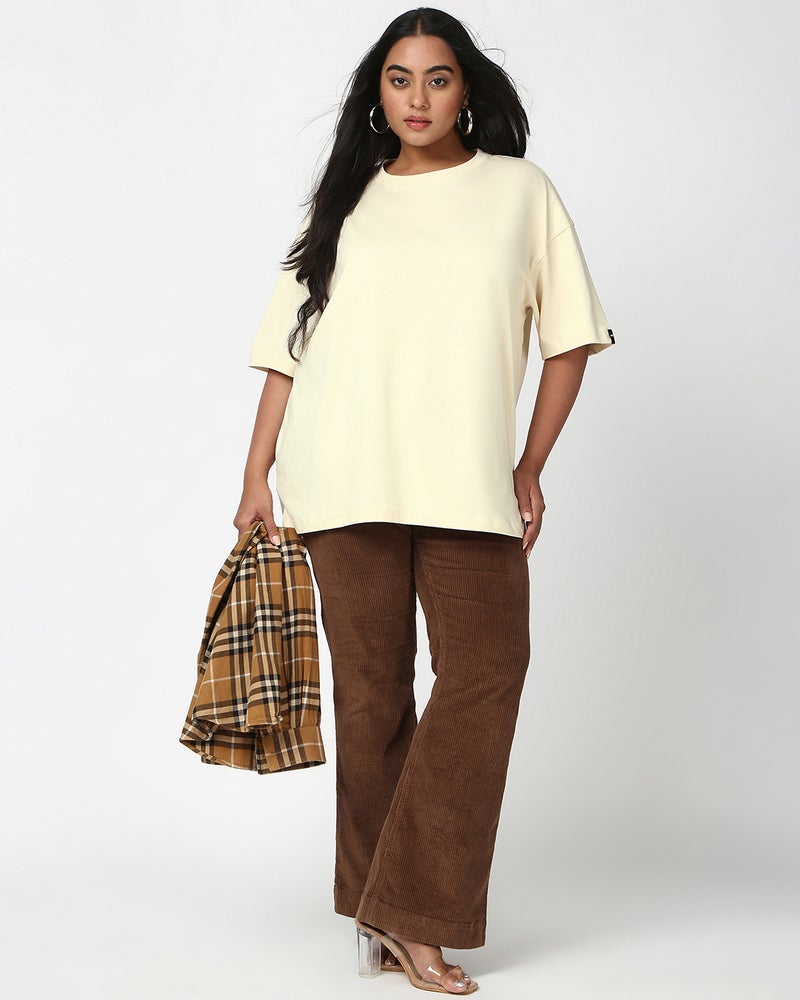 bewakoof Women's Beige Oversized Plus Size T-shirt - Image 4